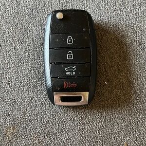 Black Car Key Fob with Silver Accents Kia Forte 2014-15.